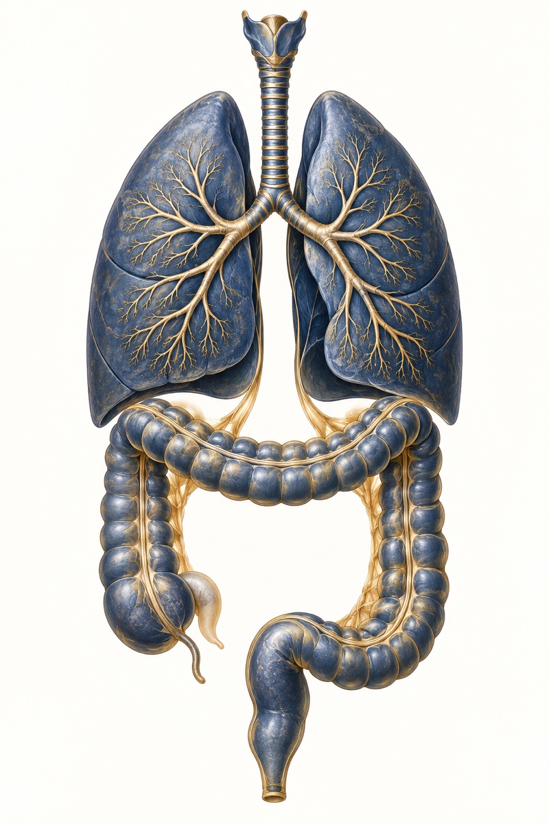 Illustration : Poumons et gros intestin